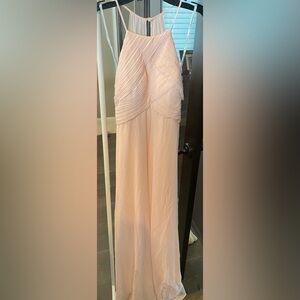 NORDSTROM LEVKOFF petal pink halter chiffon A-Line bridesmaid dress